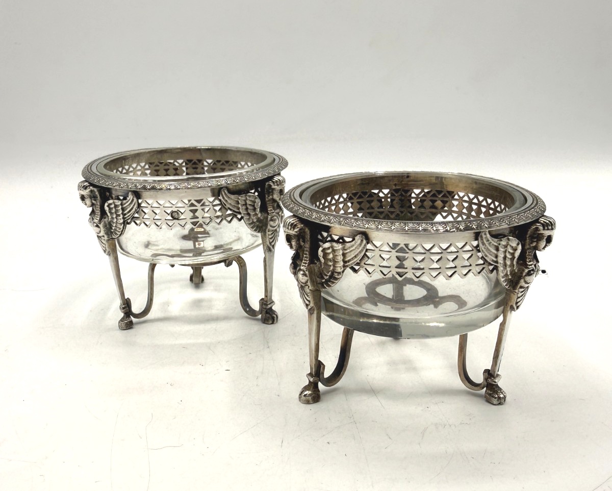 Paire de salerons en argent massif, poinçon 2ème coq-photo-7