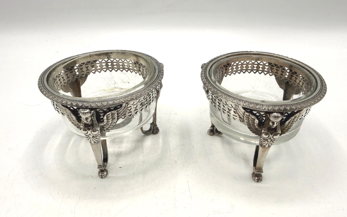 Paire de salerons en argent massif, poinçon 2ème coq-photo-8