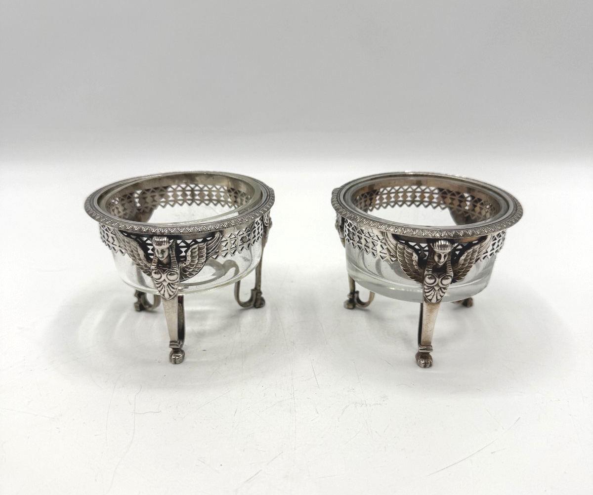 Paire de salerons en argent massif, poinçon 2ème coq