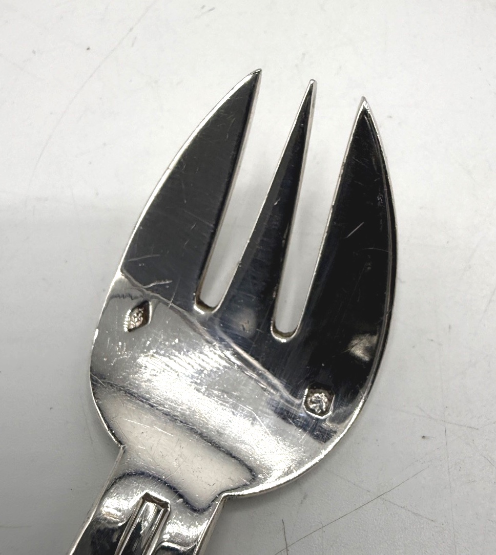 Suite Of 12 Solid Silver Art Deco Oyster Forks By Ravinet d'Enfert-photo-2