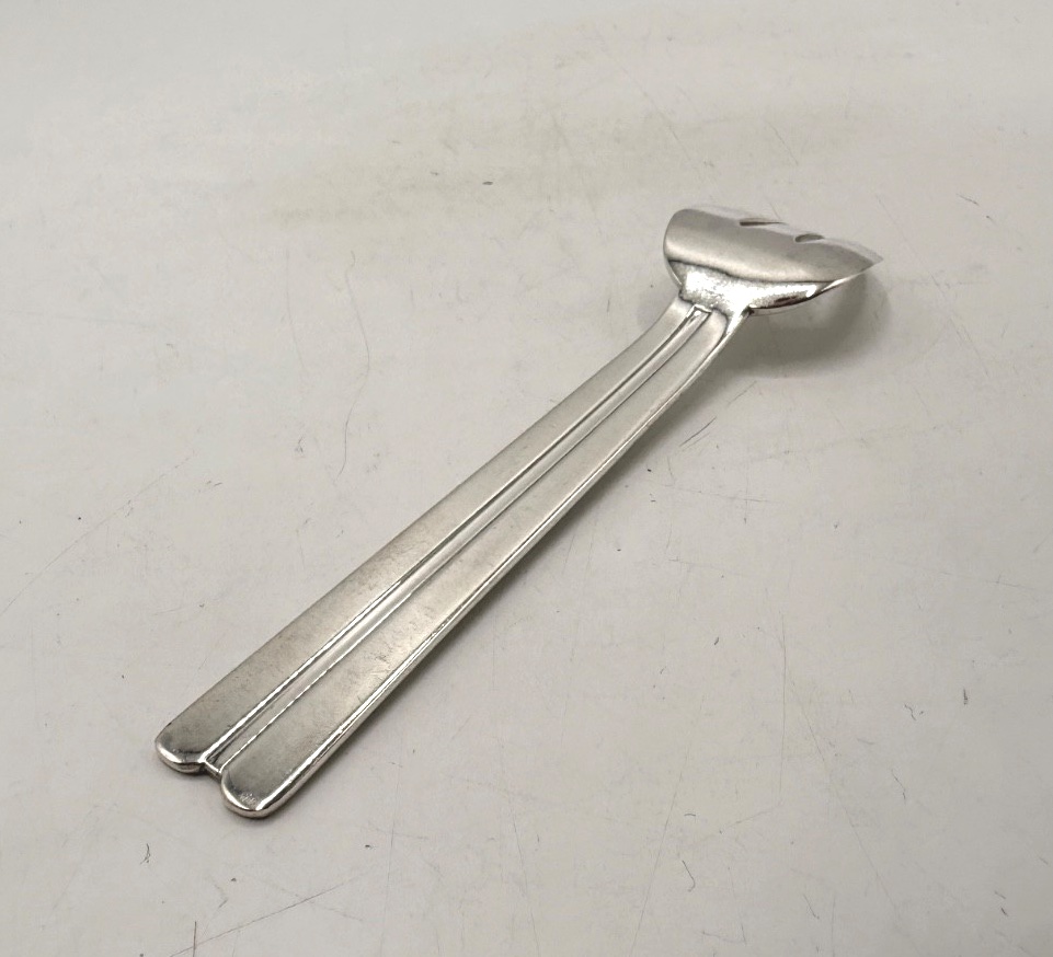 Suite Of 12 Solid Silver Art Deco Oyster Forks By Ravinet d'Enfert-photo-3