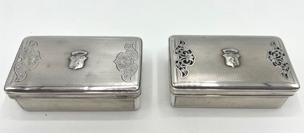 Boîte à savon et boîte à éponge en argent massif et vermeil par Aucoc Ainé-photo-3