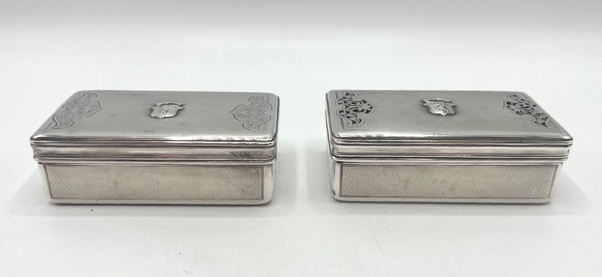 Boîte à savon et boîte à éponge en argent massif et vermeil par Aucoc Ainé