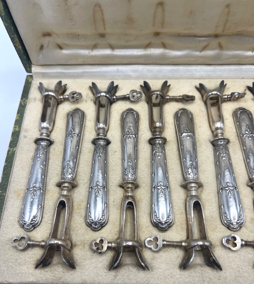 Suite Of 12 Ribbed Sleeves Silver-plated Sleeves-photo-4