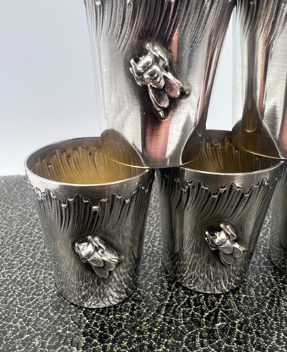 Suite Of 6 Solid Silver Liqueur Glasses-photo-2