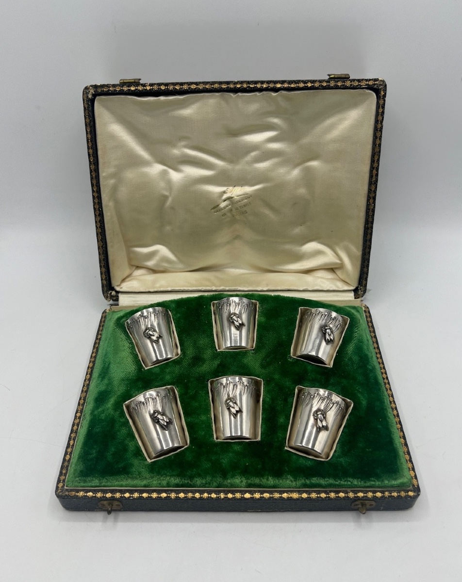 Suite Of 6 Solid Silver Liqueur Glasses