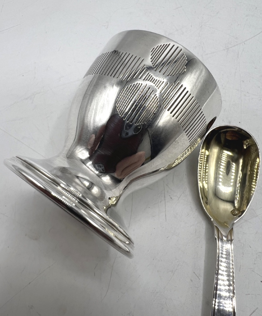 Art Deco Egg Cup And Spoon-photo-3