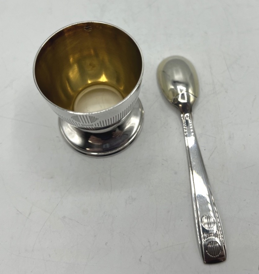 Art Deco Egg Cup And Spoon-photo-2