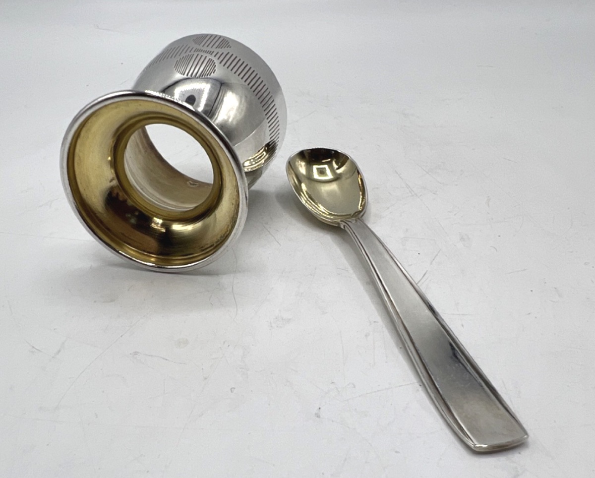 Art Deco Egg Cup And Spoon-photo-3