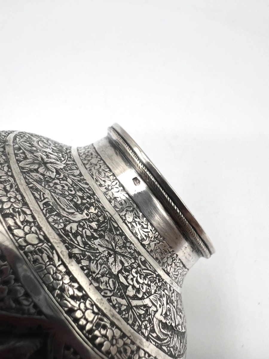 Solid Silver Vase, Persian Work-photo-2