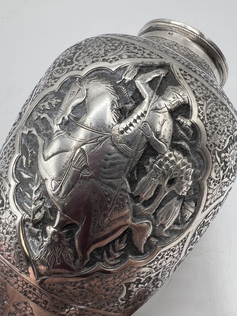 Solid Silver Vase, Persian Work-photo-4