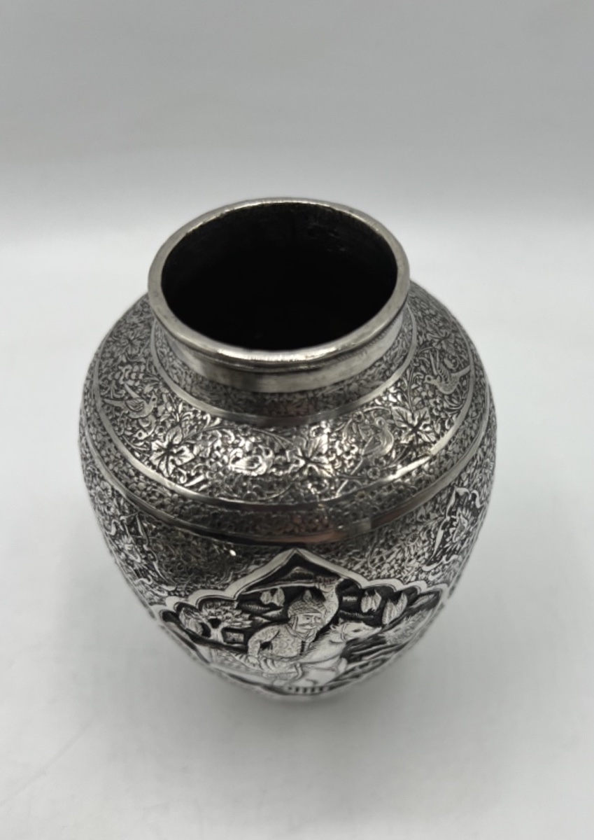 Solid Silver Vase, Persian Work-photo-2