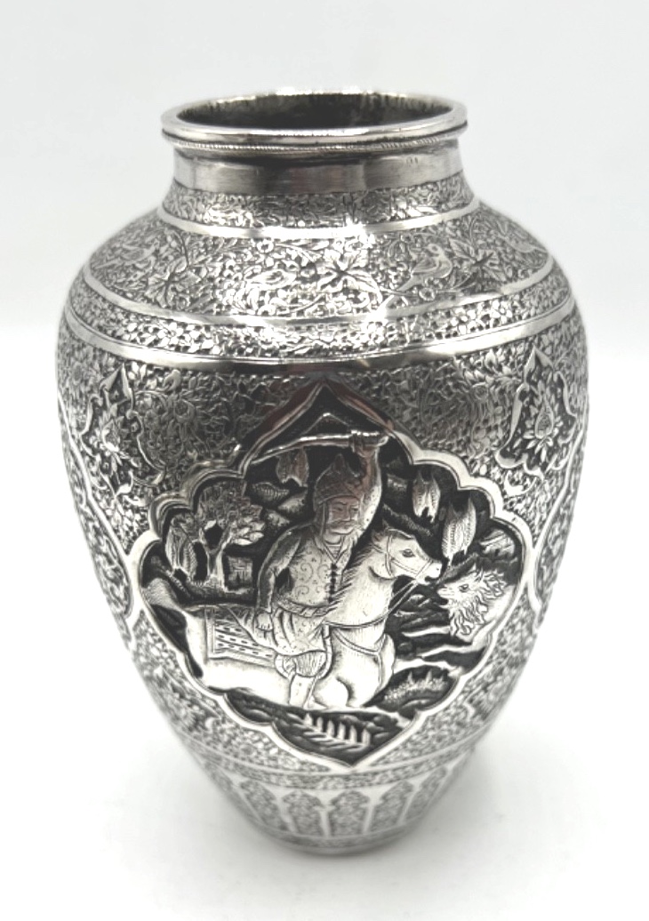 Solid Silver Vase, Persian Work