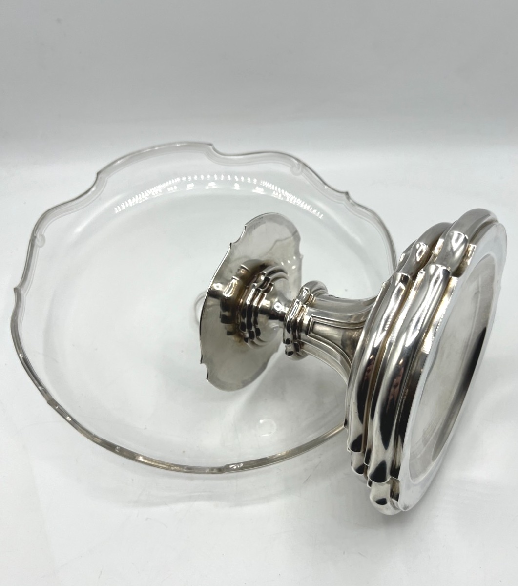 Crystal And Sterling Silver Pedestal Bowl By Keller-photo-1