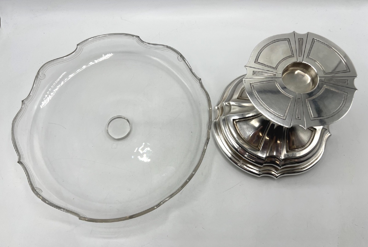 Crystal And Sterling Silver Pedestal Bowl By Keller-photo-2