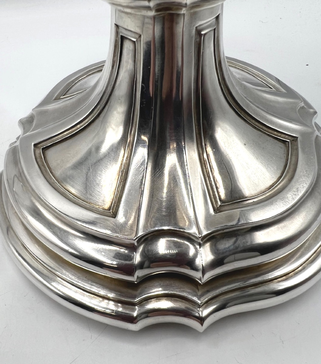 Crystal And Sterling Silver Pedestal Bowl By Keller-photo-3