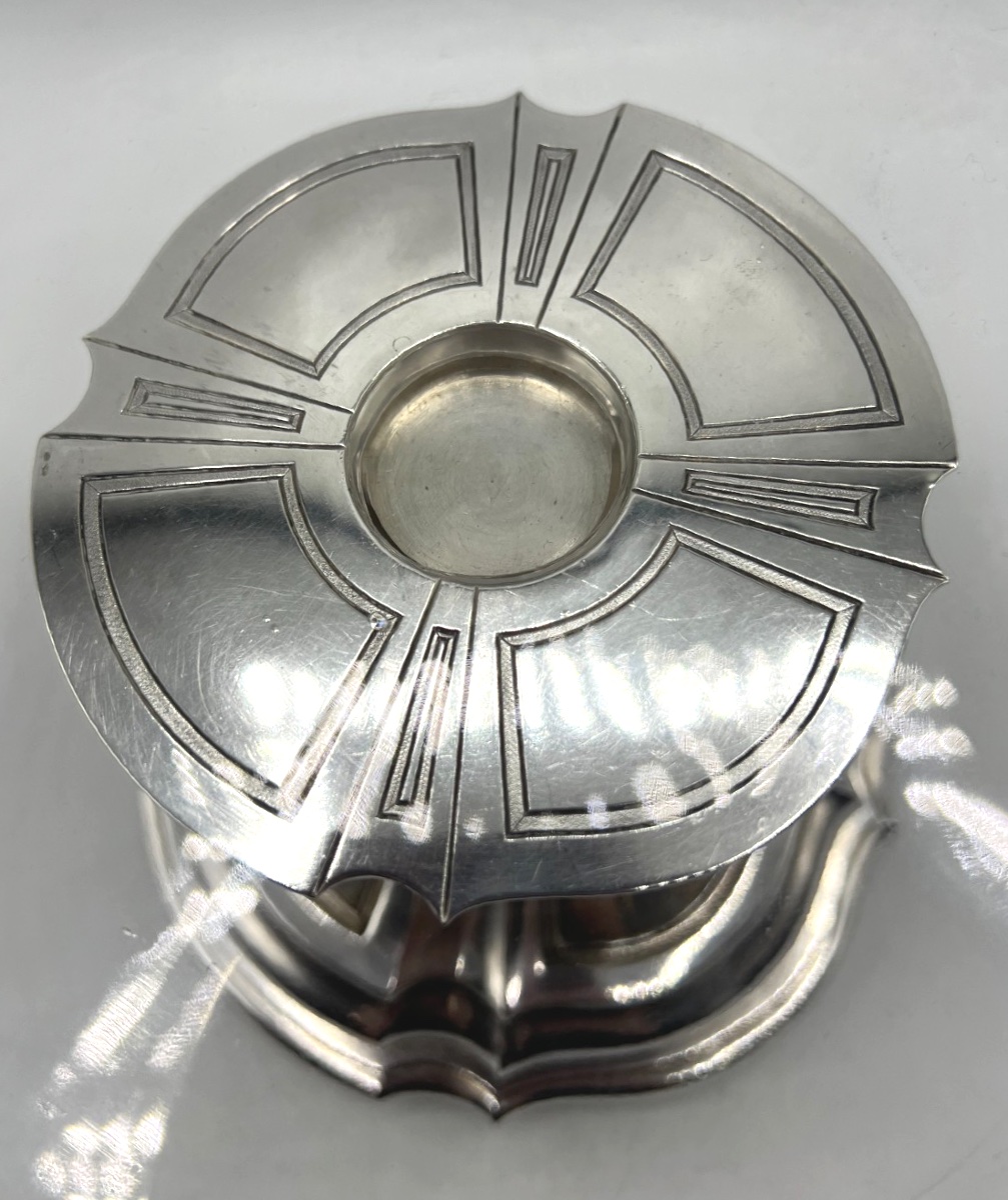 Crystal And Sterling Silver Pedestal Bowl By Keller-photo-4