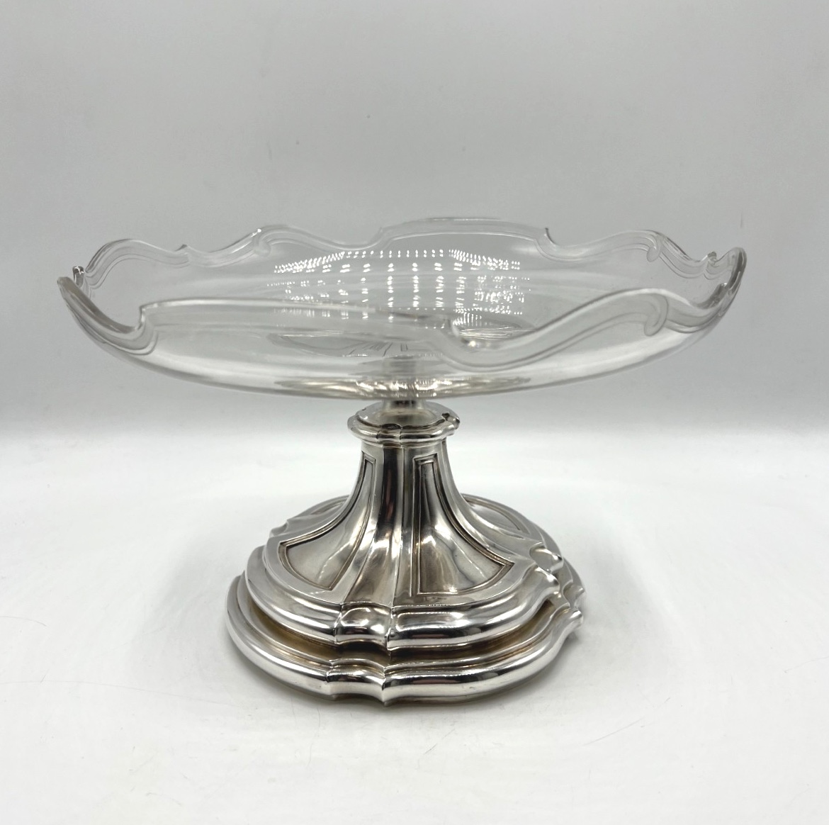 Crystal And Sterling Silver Pedestal Bowl By Keller