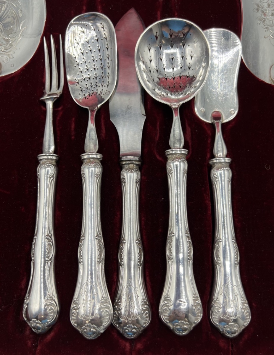 Coffret de 7 pièces de service en argent massif-photo-3