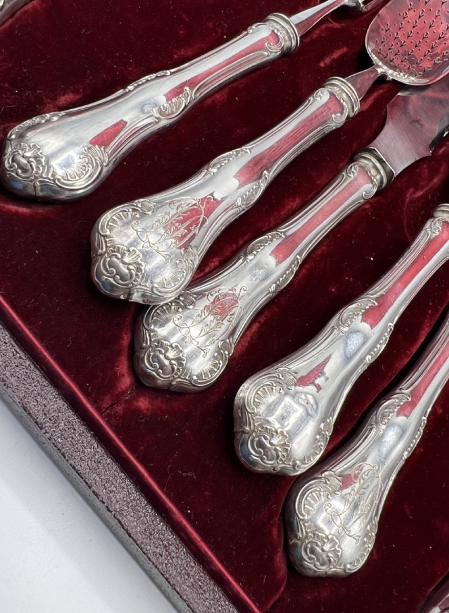 Coffret de 7 pièces de service en argent massif-photo-5