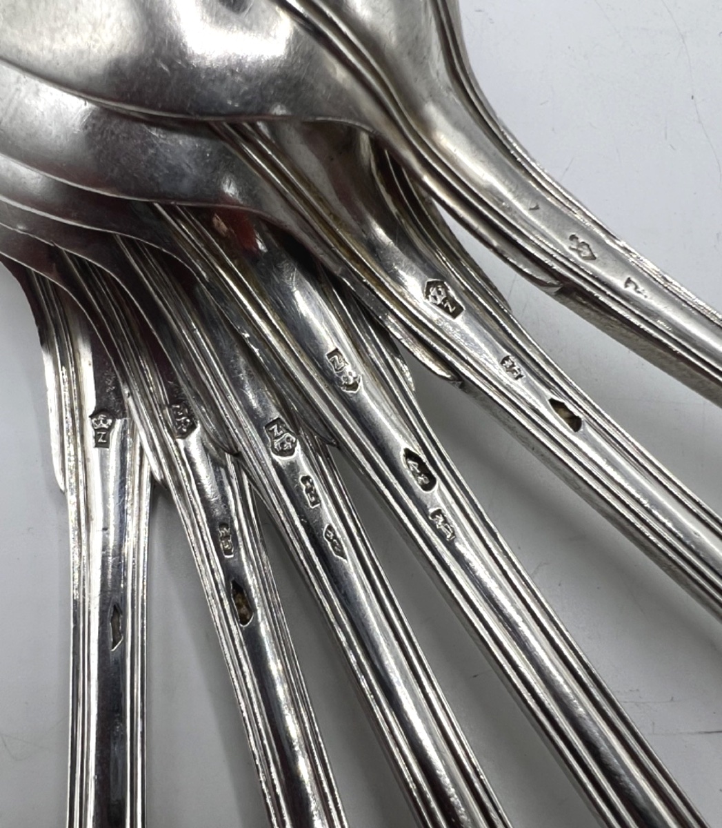 Suite Of 6 Pieces Of 18th Century Solid Silver Flatware-photo-3