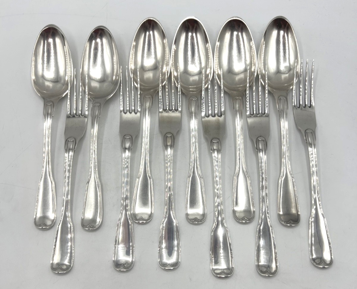 Suite Of 6 Pieces Of 18th Century Solid Silver Flatware