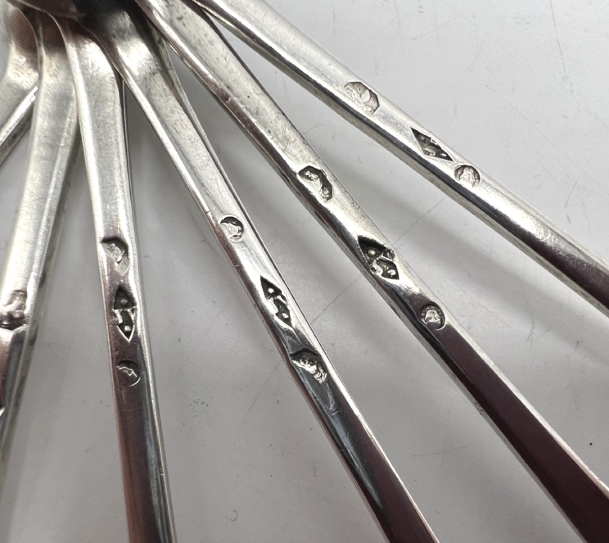 Suite Of 6 Solid Silver Salt Scoops, Late 18th Century-photo-4