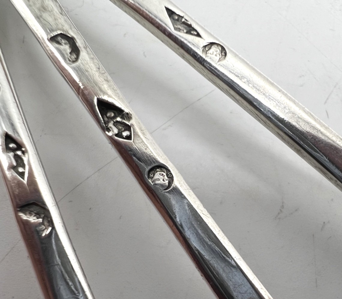Suite Of 6 Solid Silver Salt Scoops, Late 18th Century-photo-1