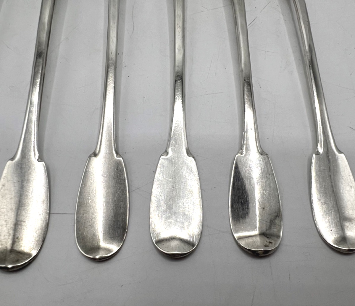 Suite Of 6 Solid Silver Salt Scoops, Late 18th Century-photo-2