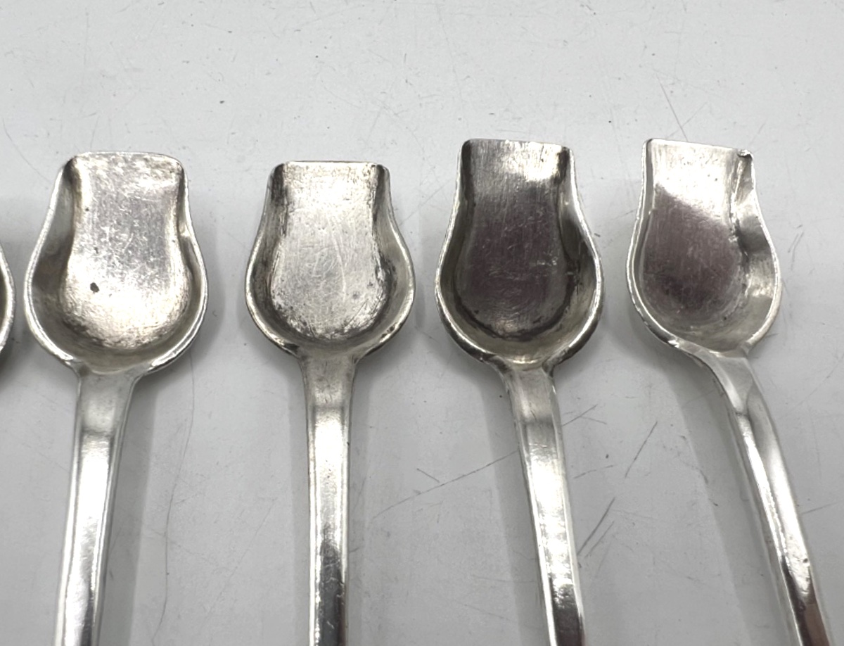 Suite Of 6 Solid Silver Salt Scoops, Late 18th Century-photo-4
