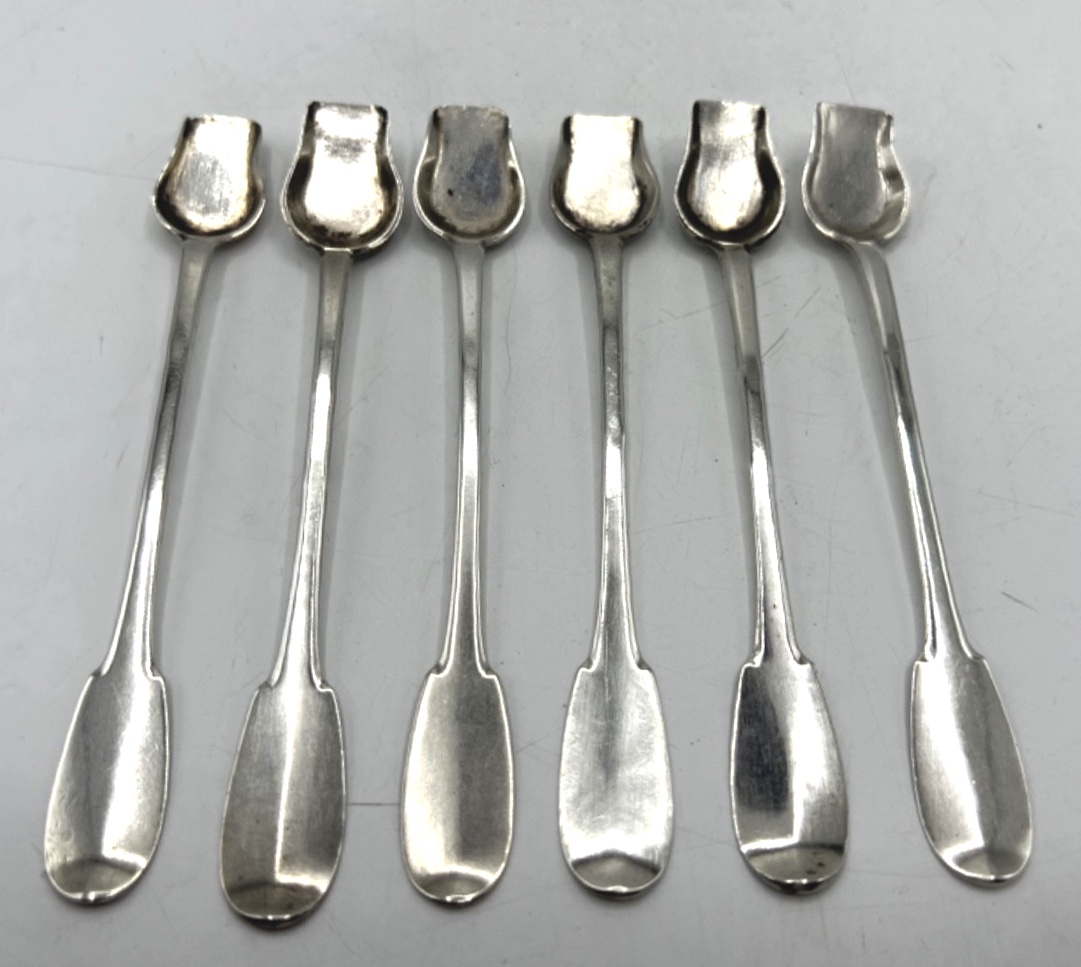 Suite Of 6 Solid Silver Salt Scoops, Late 18th Century