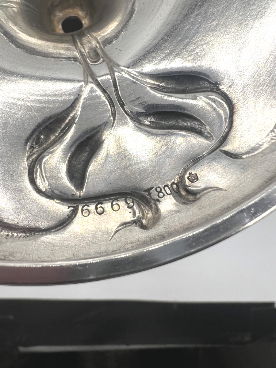 Coupe en argent massif et vermeil Art Nouveau, couronne royale-photo-2