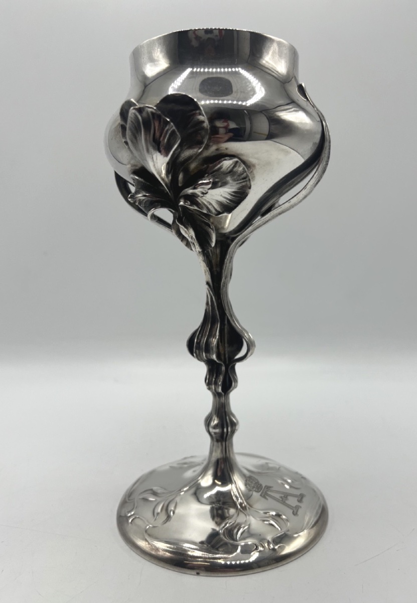 Coupe en argent massif et vermeil Art Nouveau, couronne royale-photo-2