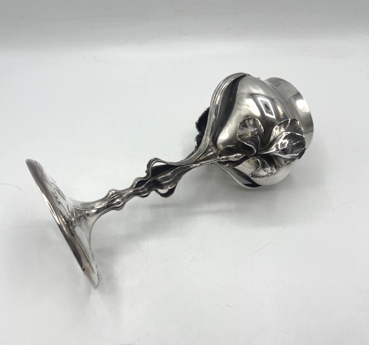 Coupe en argent massif et vermeil Art Nouveau, couronne royale-photo-4