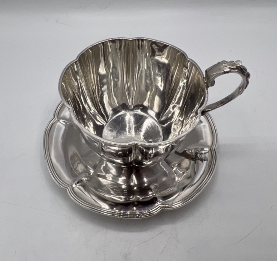 Tasse et sous tasse à thé en argent massif -photo-4