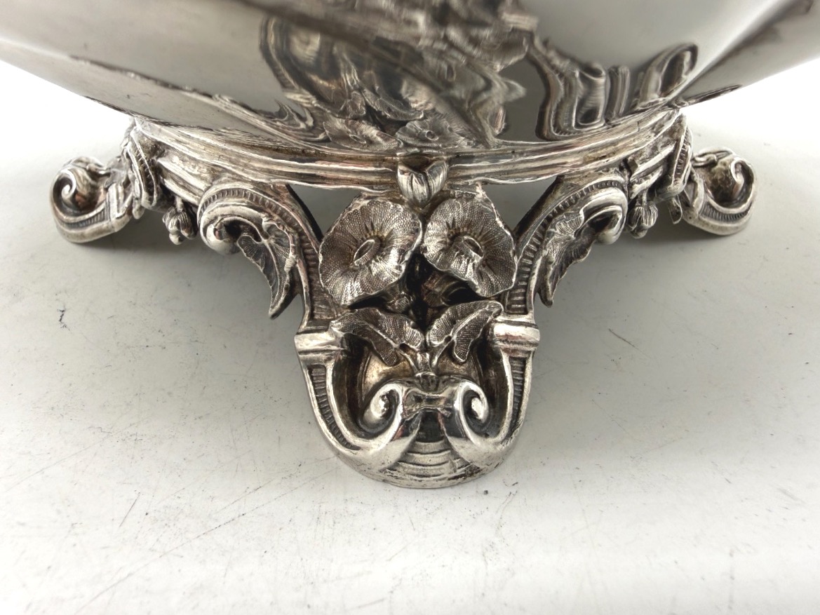 Teapot In 19th Century Sterling Silver, Naturalistic Design-photo-3