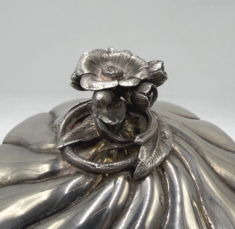 Teapot In 19th Century Sterling Silver, Naturalistic Design-photo-5