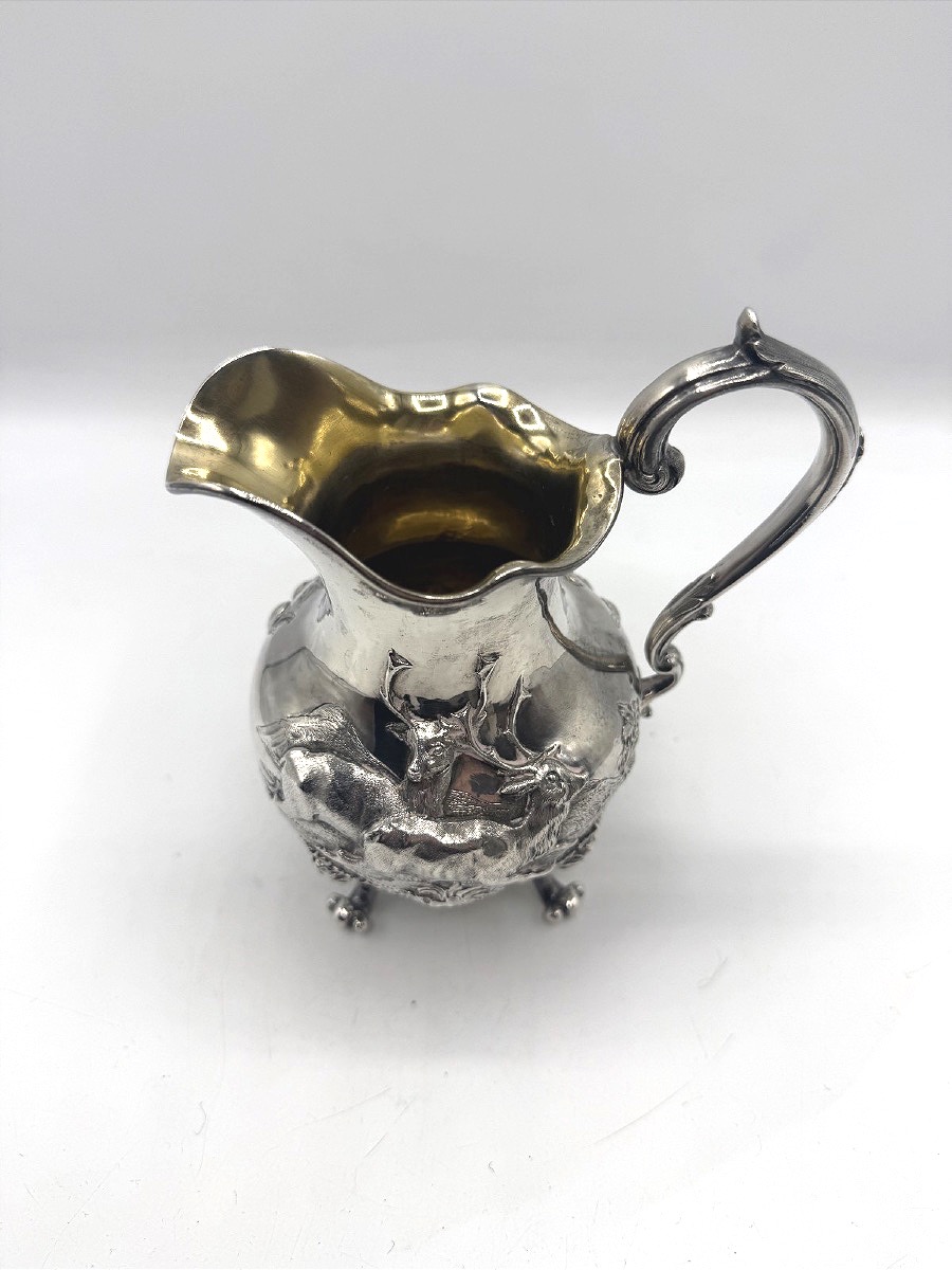 Solid Silver And Vermeil Pitcher Decorated With Stag And Mascarons-photo-1