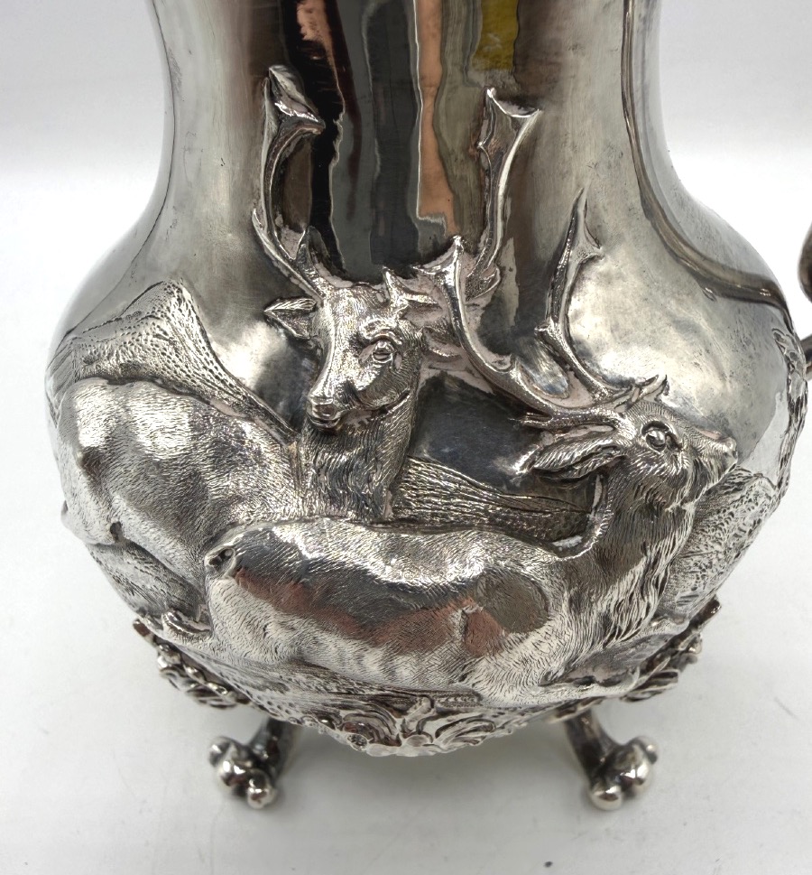 Solid Silver And Vermeil Pitcher Decorated With Stag And Mascarons-photo-4