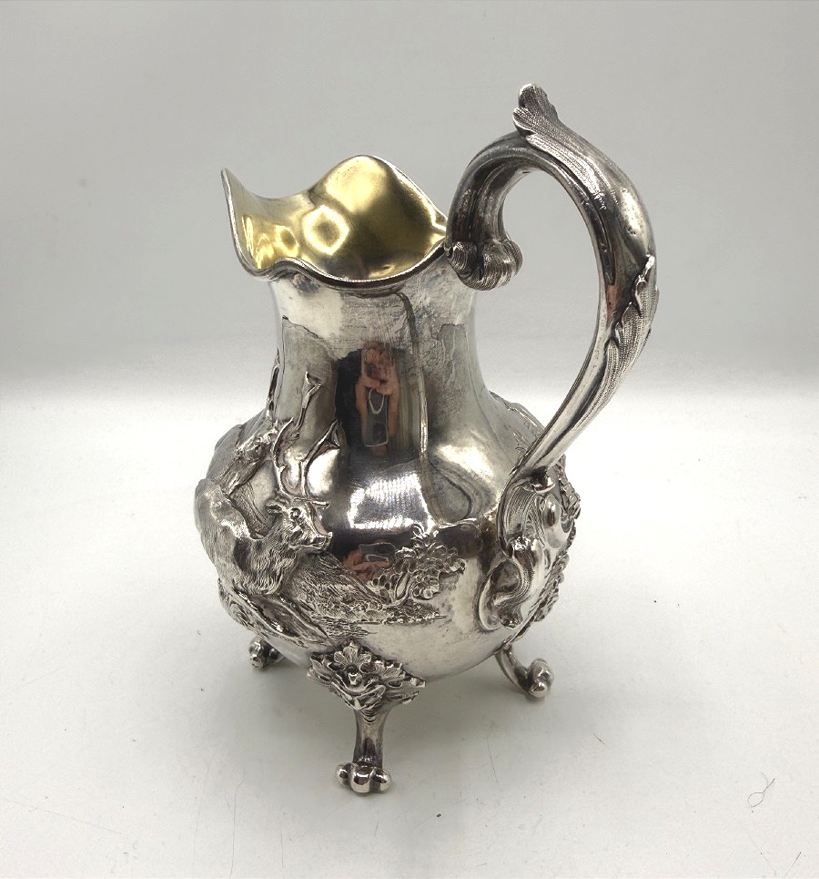 Solid Silver And Vermeil Pitcher Decorated With Stag And Mascarons-photo-5