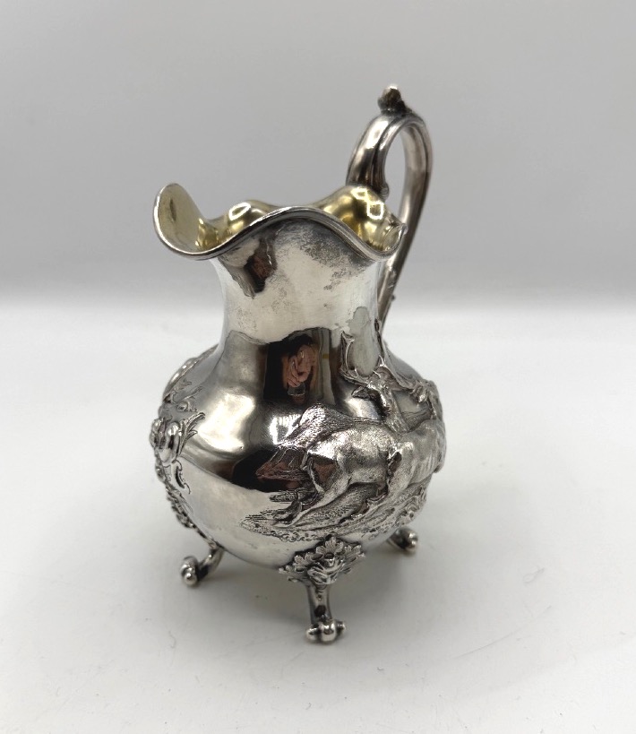 Solid Silver And Vermeil Pitcher Decorated With Stag And Mascarons-photo-8