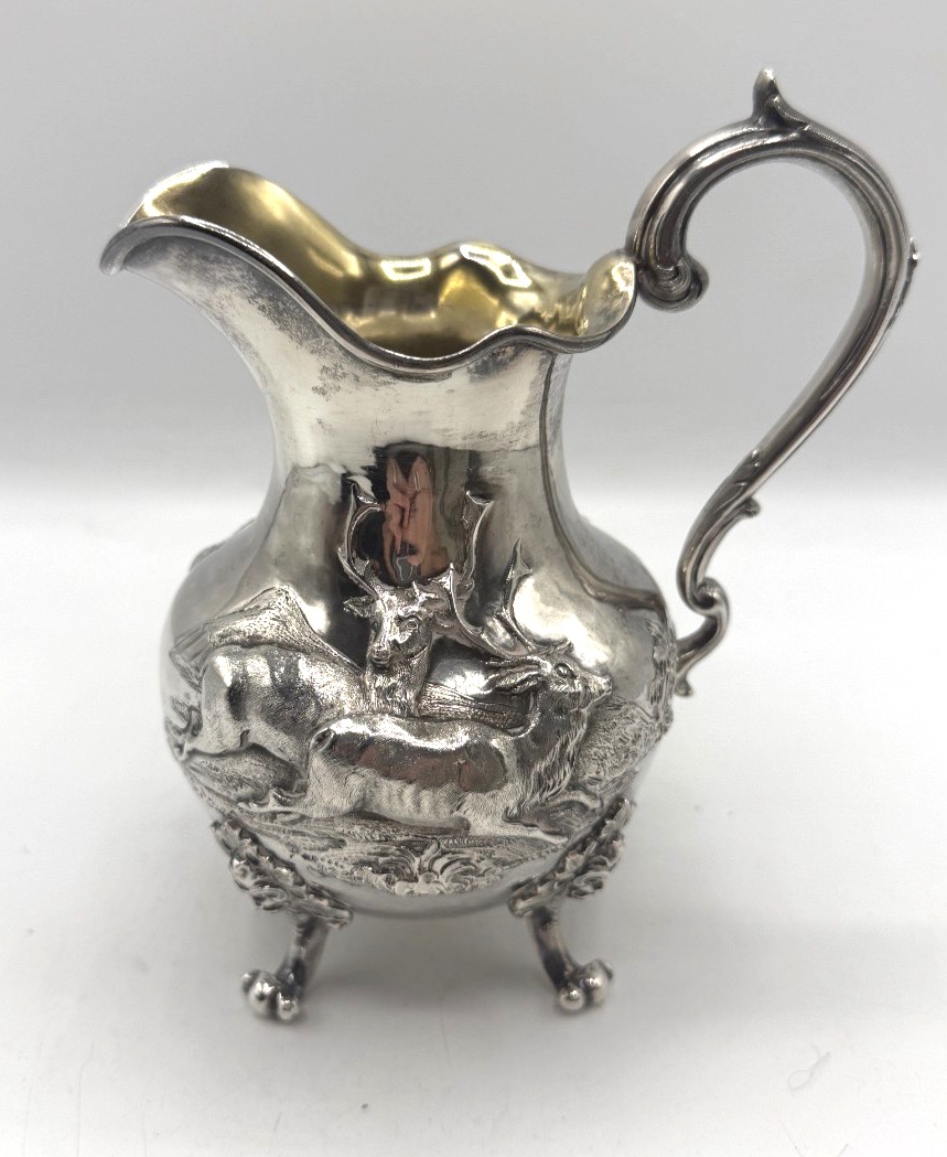 Solid Silver And Vermeil Pitcher Decorated With Stag And Mascarons