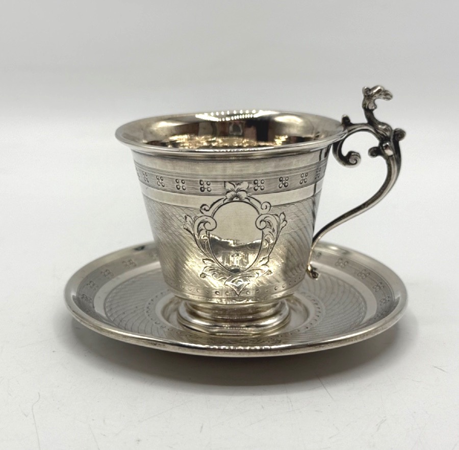 Moka Cup And Saucer In Sterling Silver-photo-1
