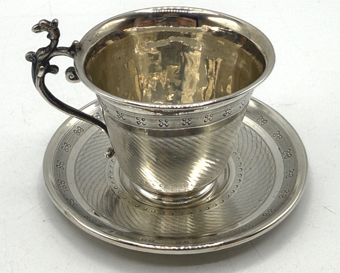 Moka Cup And Saucer In Sterling Silver-photo-5