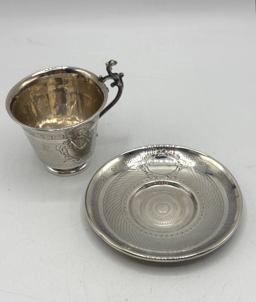 Moka Cup And Saucer In Sterling Silver-photo-6