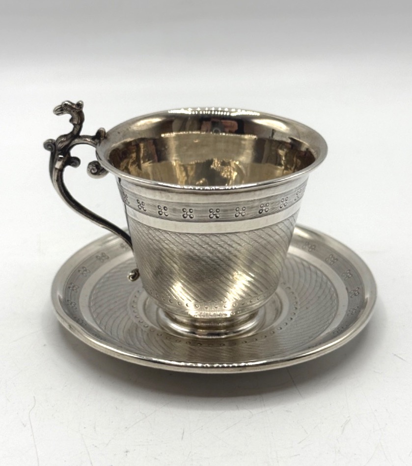 Moka Cup And Saucer In Sterling Silver-photo-7