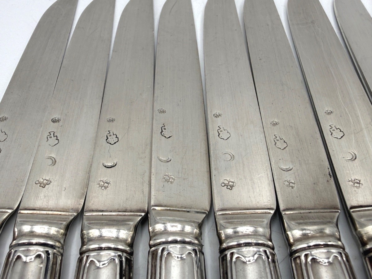 12 Solid Silver Fruit Knives From The 18th Century-photo-1