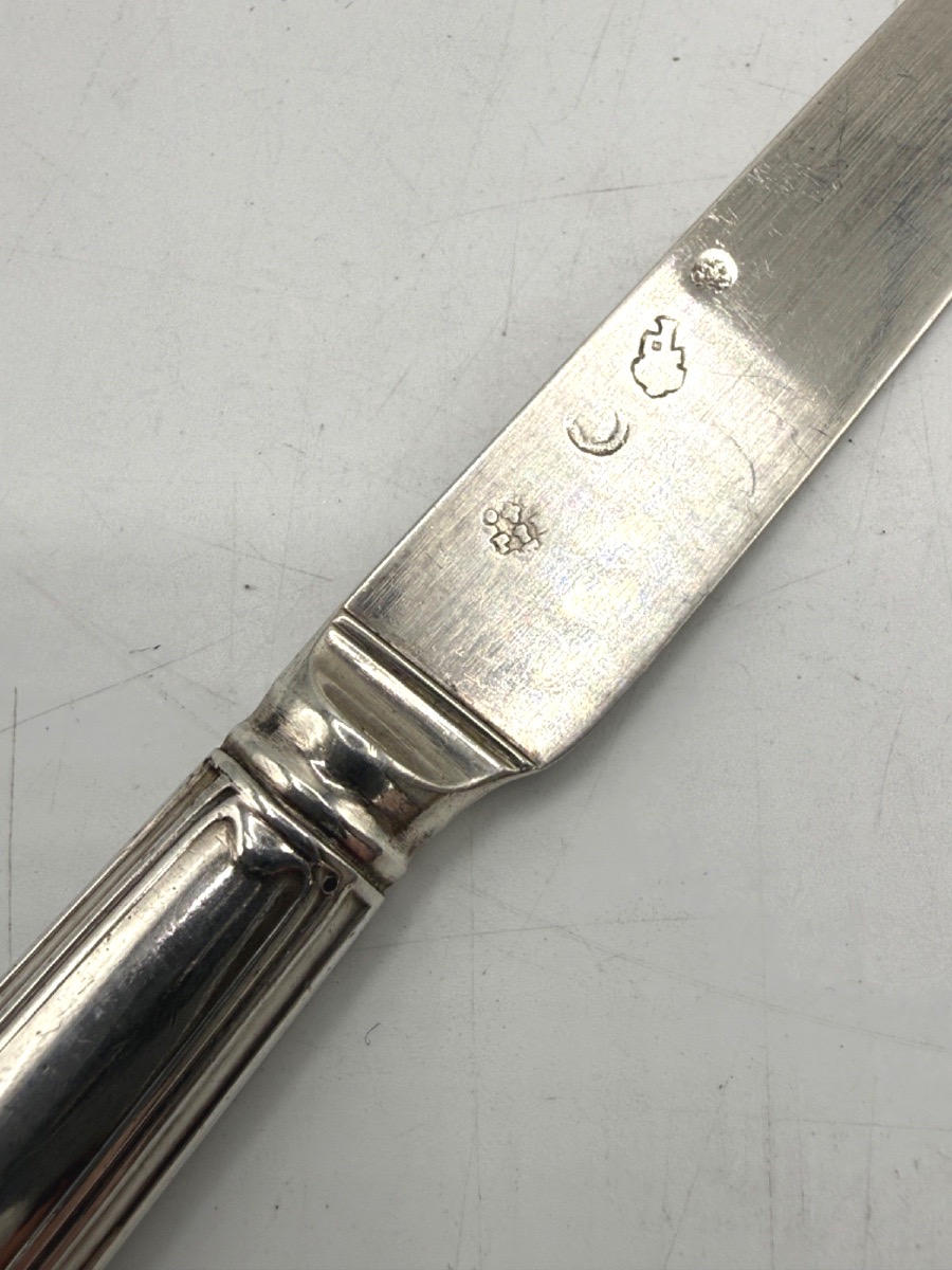 12 Solid Silver Fruit Knives From The 18th Century-photo-2