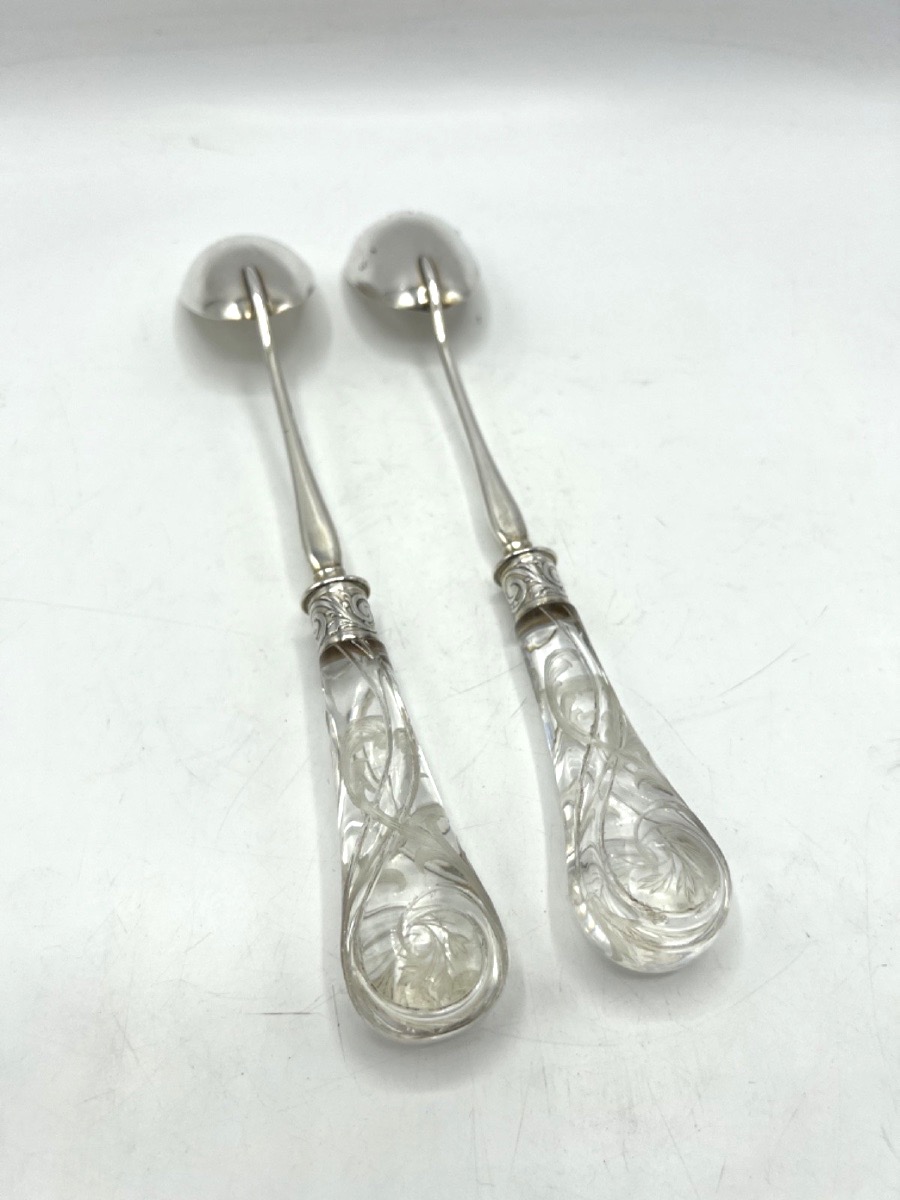 Solid Silver And Glass Salad Servers By Puiforcat-photo-3