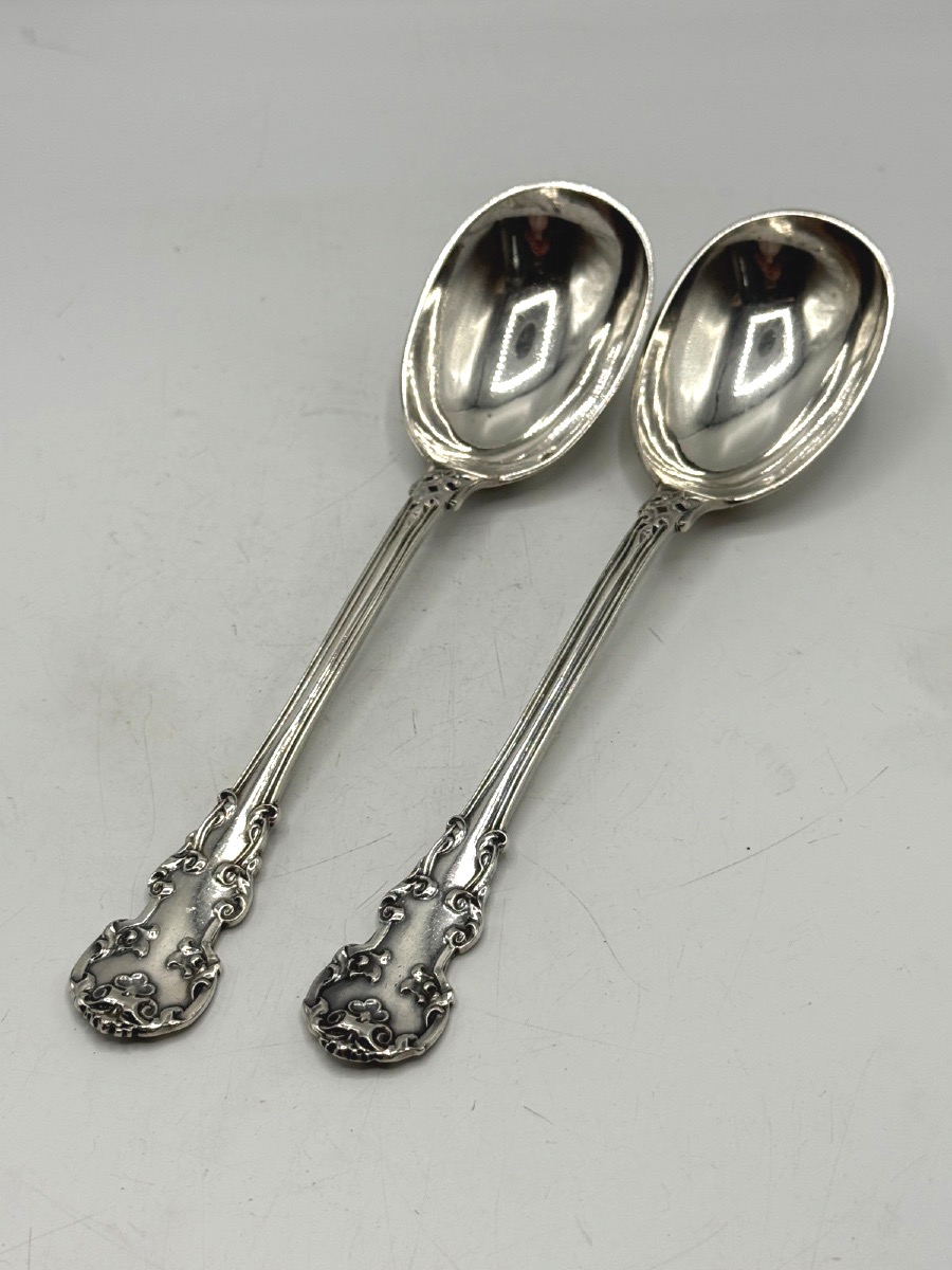 Pair Of Sterling Silver Serving Spoons By Queillé